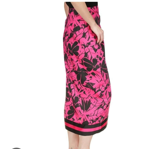 MICHEAL Micheal Kors Palm Print Faux Wrap Midi Skirt 12 - Picture 2 of 13